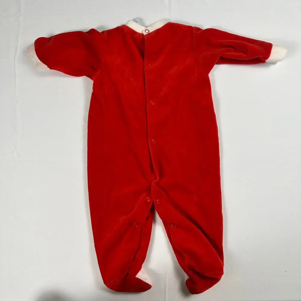 Vintage 1980s Mothercare My 1st Christmas Holiday Jumpsuit Sz L 6-12 mo (READ)